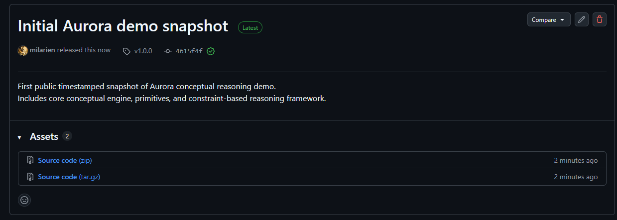 Initial Aurora demo release record